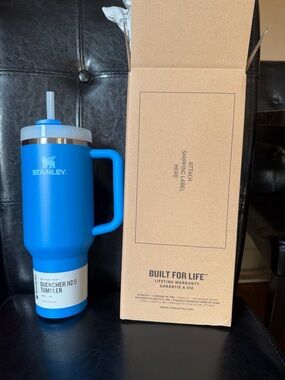 Brand new 40oz Stanley Blue Insulated Quencher Tumbler with Handle and Straw